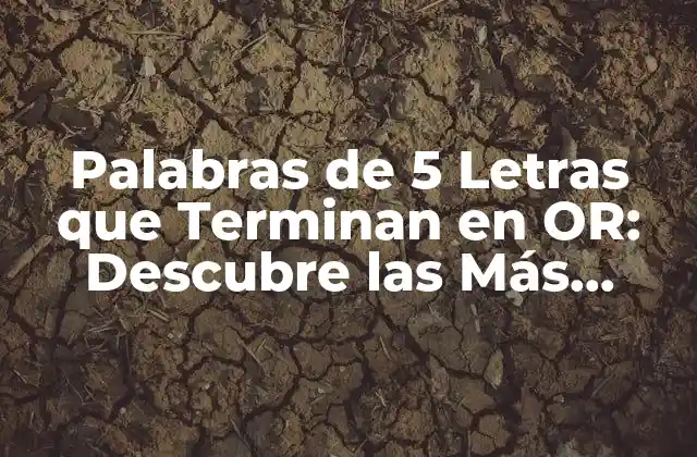 Palabras de 5 Letras que Terminan en Or: Descubre las Más Comunes