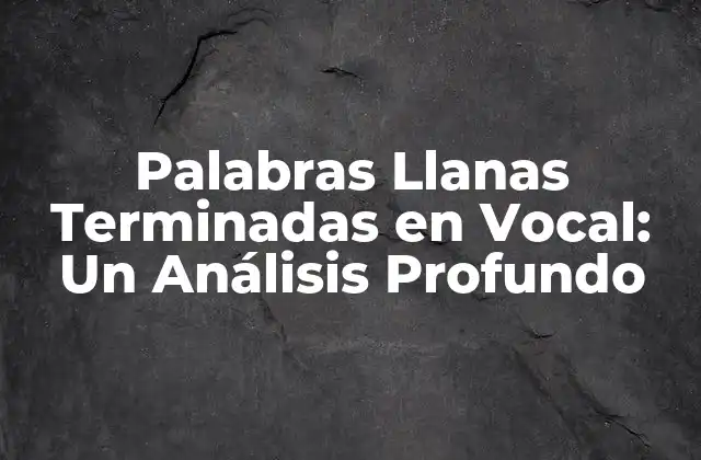 Palabras Llanas Terminadas en Vocal: un Análisis Profundo