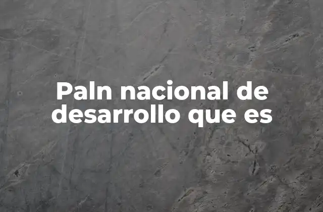 Paln Nacional de Desarrollo que es