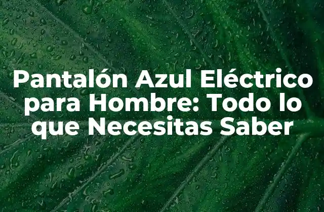 Pantalón Azul Eléctrico para Hombre: Todo Lo que Necesitas Saber