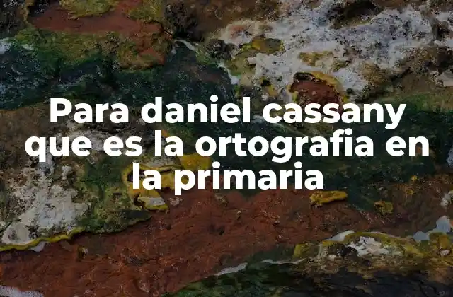 Para Daniel Cassany que es la Ortografia en la Primaria