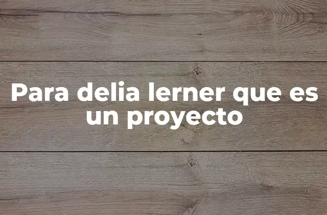 Para Delia Lerner que es un Proyecto