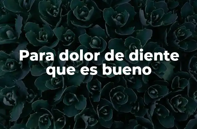 Para Dolor de Diente que es Bueno