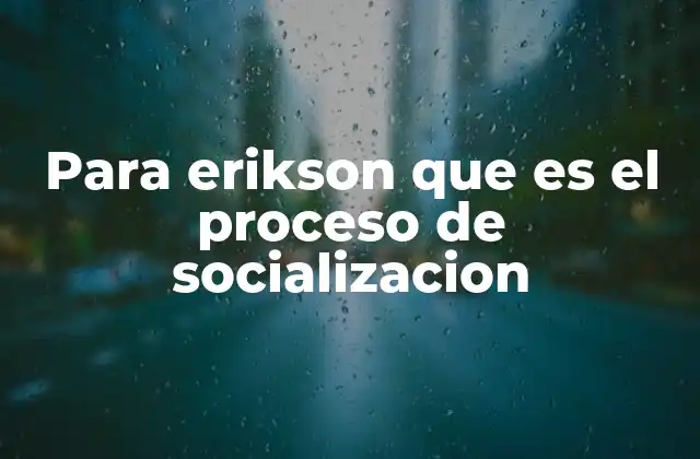 Para Erikson que es el Proceso de Socializacion