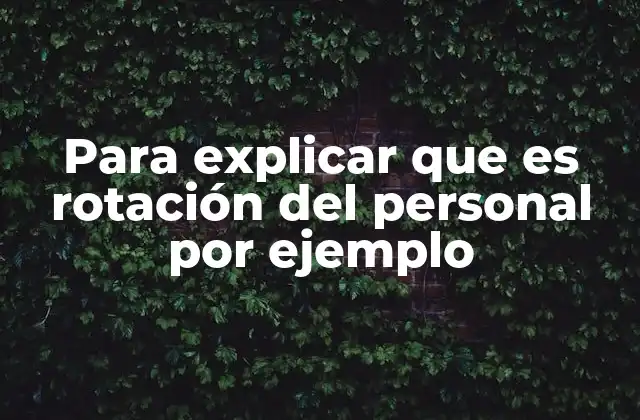 Para Explicar que es Rotación Del Personal por Ejemplo