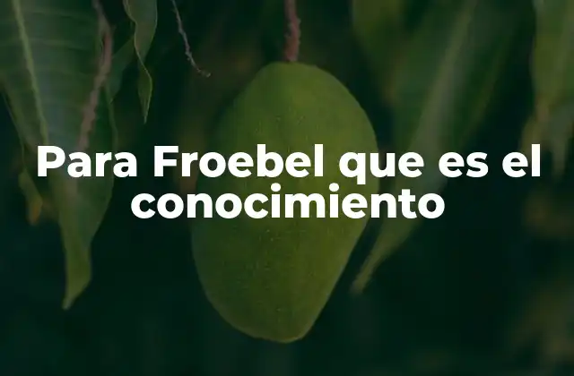 Para Froebel que es el Conocimiento