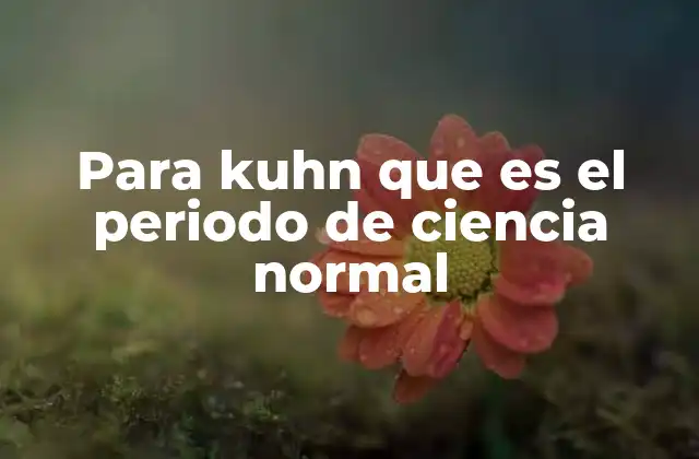 Para Kuhn que es el Periodo de Ciencia Normal