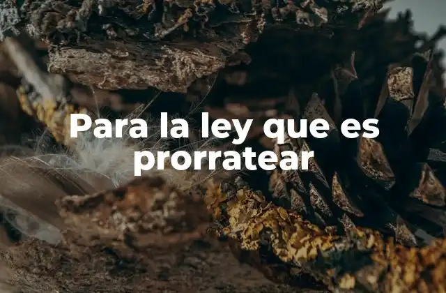 Para la Ley que es Prorratear