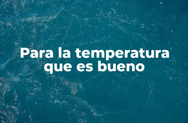 Para la Temperatura que es Bueno