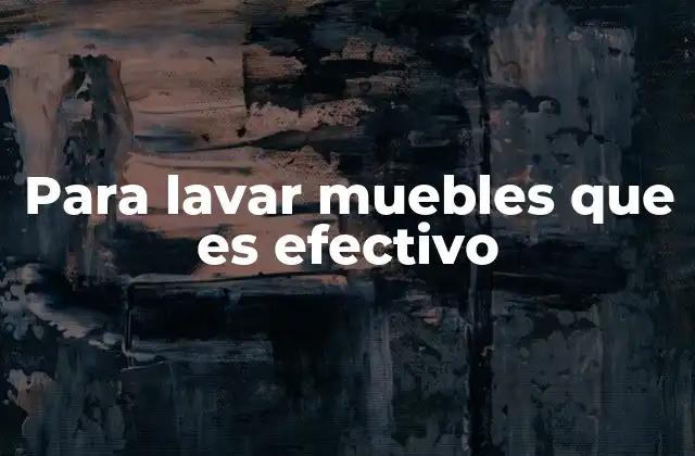 Para Lavar Muebles que es Efectivo