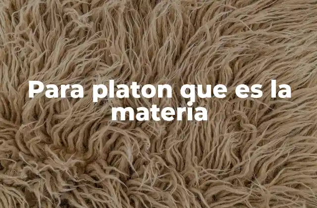 Para Platon que es la Materia