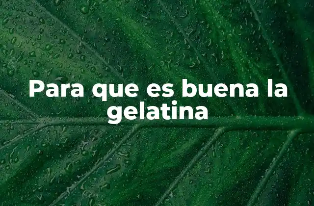 Para que es Buena la Gelatina