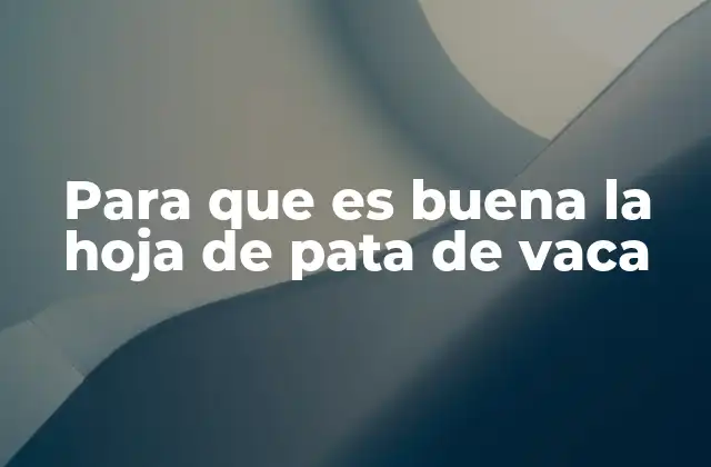 Para que es Buena la Hoja de Pata de Vaca