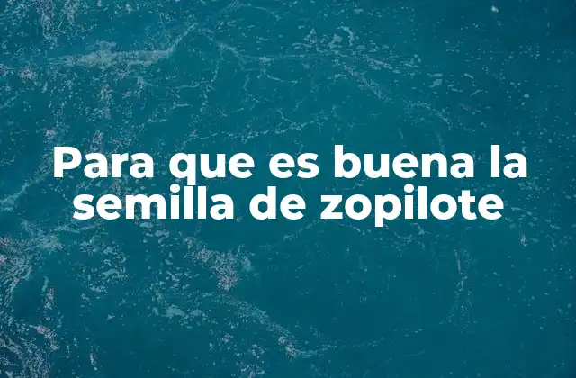 Para que es Buena la Semilla de Zopilote