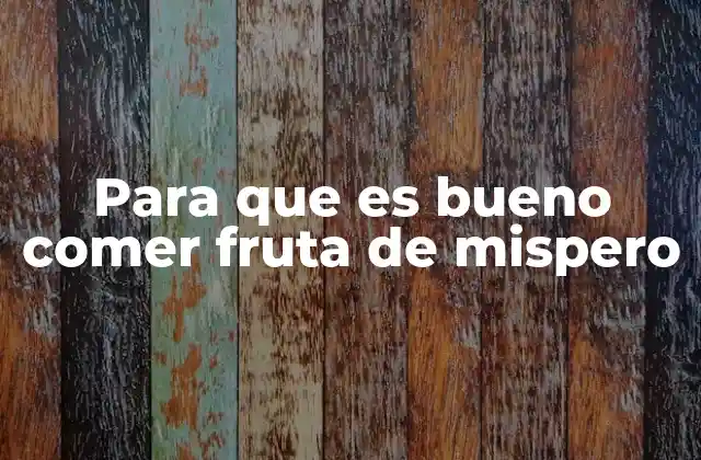 Para que es Bueno Comer Fruta de Mispero