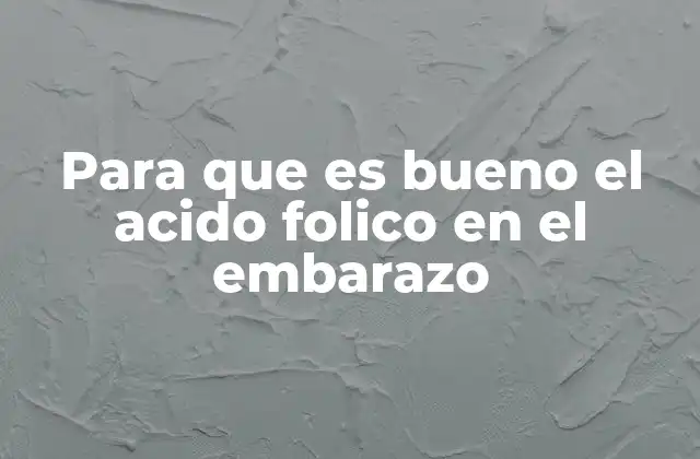 Para que es Bueno el Acido Folico en el Embarazo