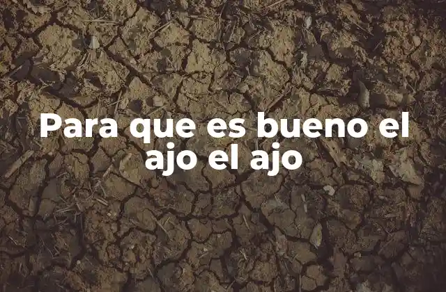 Para que es Bueno el Ajo el Ajo