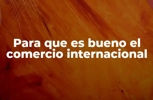 Para que es Bueno el Comercio Internacional