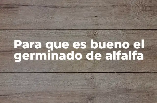 Para que es Bueno el Germinado de Alfalfa