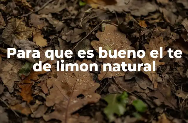 Para que es Bueno el Te de Limon Natural
