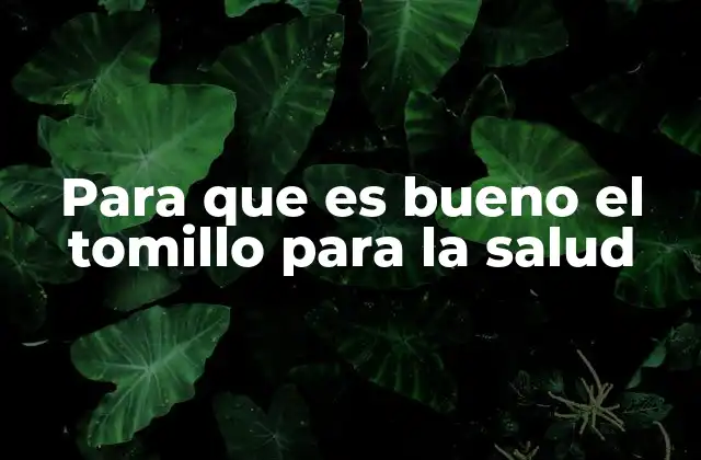 Para que es Bueno el Tomillo para la Salud