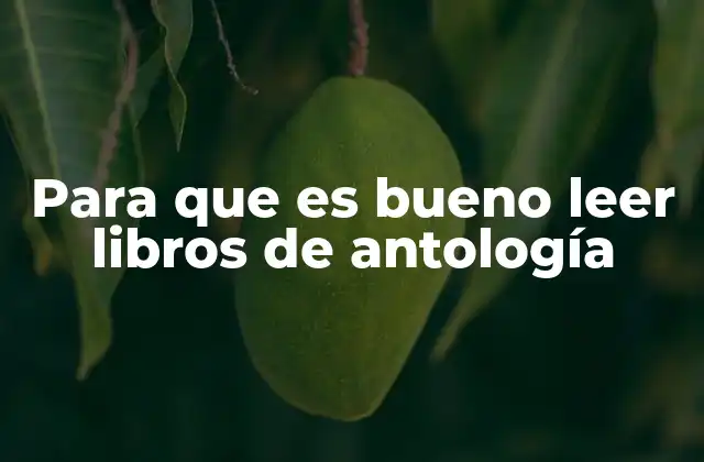 Para que es Bueno Leer Libros de Antología
