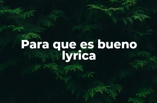 Para que es Bueno Lyrica