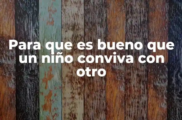 Para que es Bueno que un Niño Conviva con Otro
