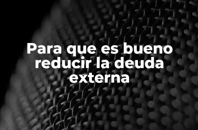 Para que es Bueno Reducir la Deuda Externa