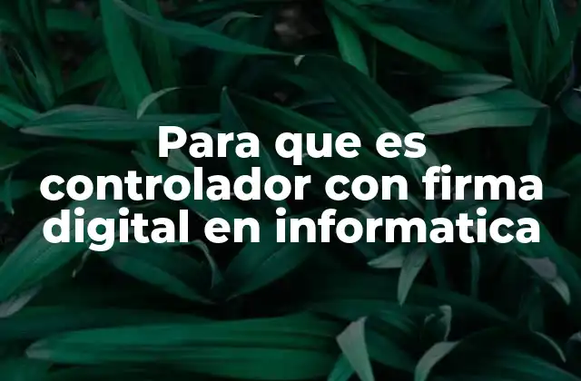 Para que es Controlador con Firma Digital en Informatica