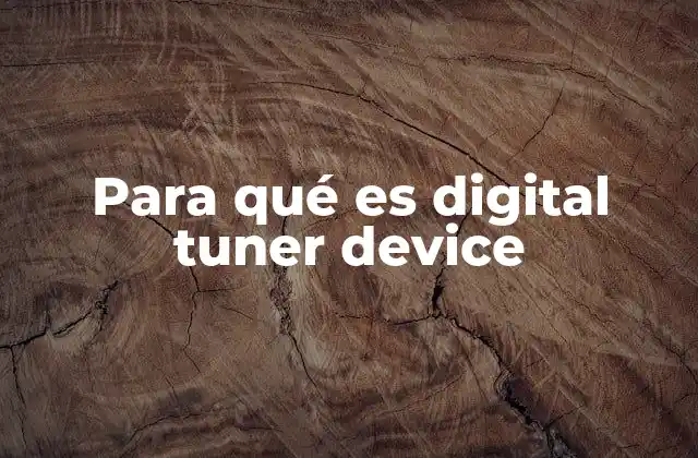 Para Qué es Digital Tuner Device