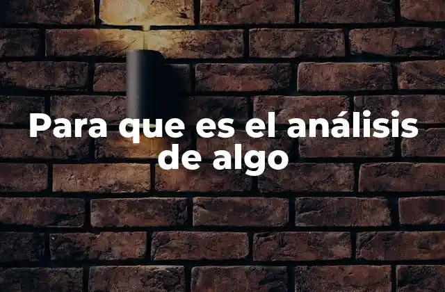 Para que es el Análisis de Algo