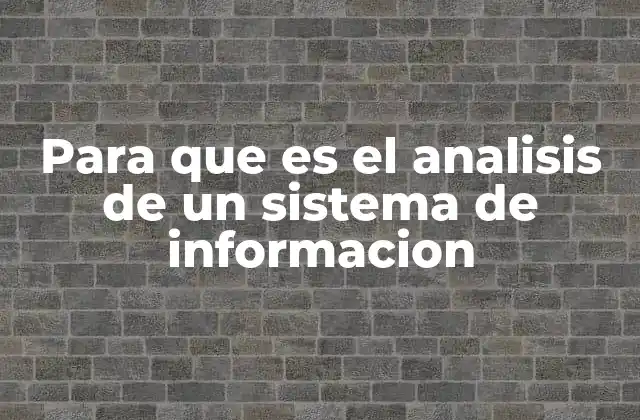 Para que es el Analisis de un Sistema de Informacion
