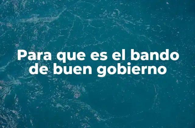 Para que es el Bando de Buen Gobierno
