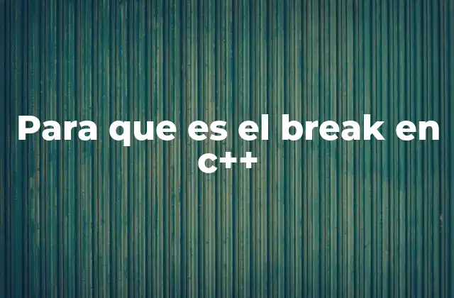 Para que es el Break en C++