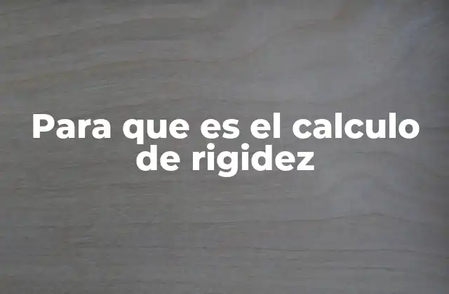 Para que es el Calculo de Rigidez