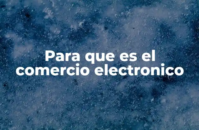 Para que es el Comercio Electronico