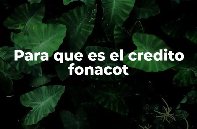 Para que es el Credito Fonacot
