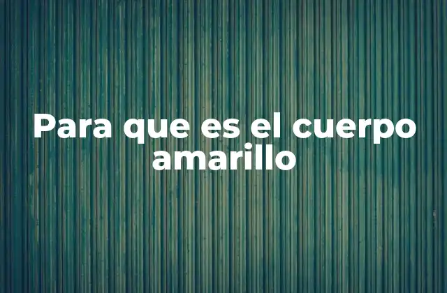 Para que es el Cuerpo Amarillo