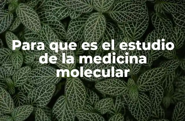 Para que es el Estudio de la Medicina Molecular
