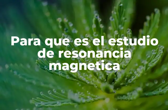 Para que es el Estudio de Resonancia Magnetica