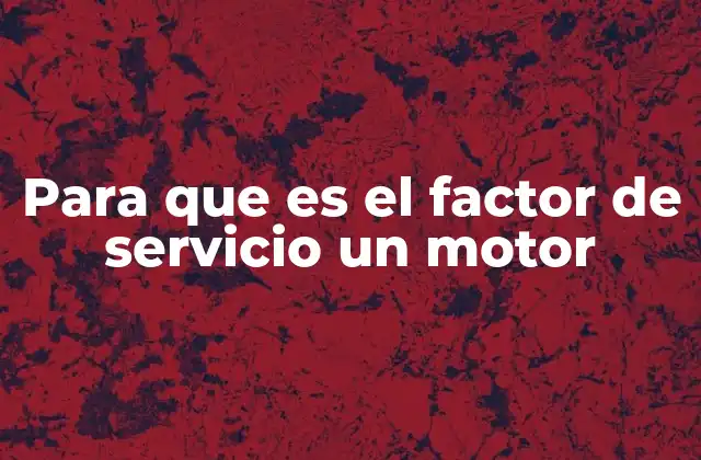 Para que es el Factor de Servicio un Motor