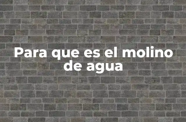 Para que es el Molino de Agua