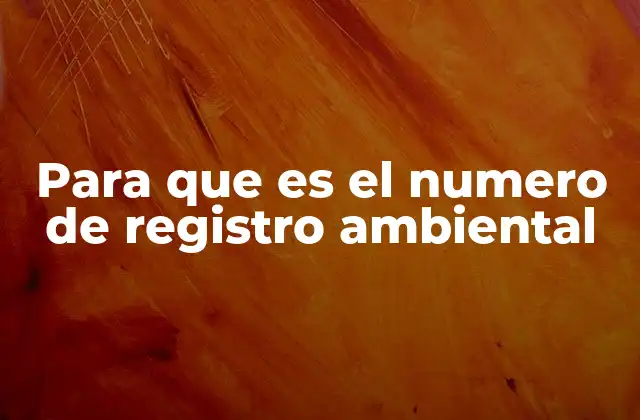 Para que es el Numero de Registro Ambiental