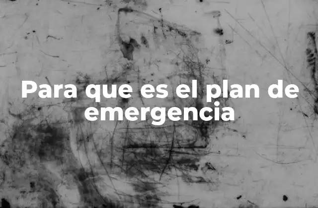 Para que es el Plan de Emergencia