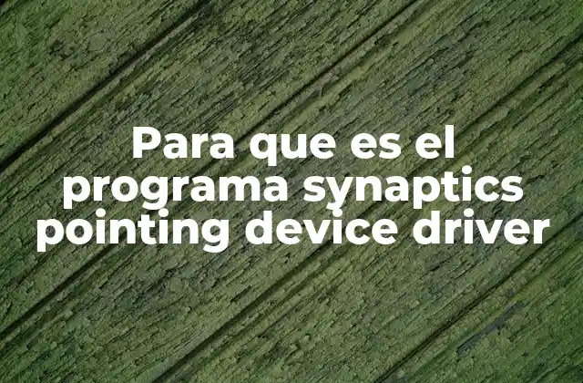 Para que es el Programa Synaptics Pointing Device Driver