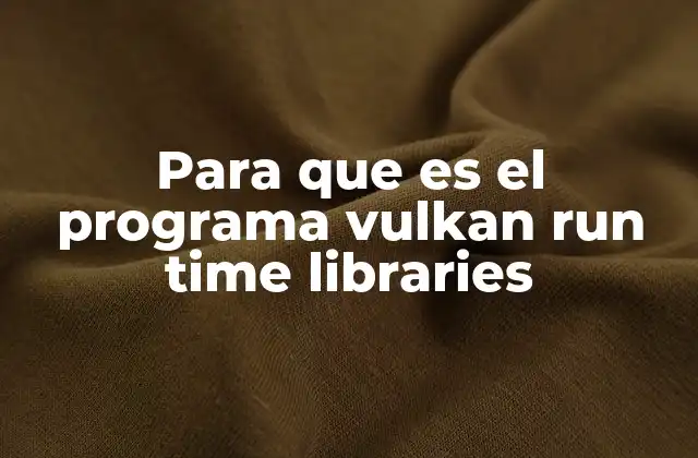 Para que es el Programa Vulkan Run Time Libraries 2 La importancia de las bibliotecas de Vulkan en el ecosistema gráfico