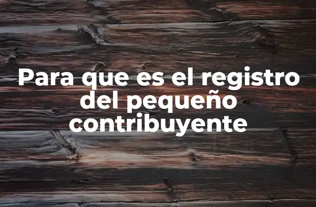 Para que es el Registro Del Pequeño Contribuyente