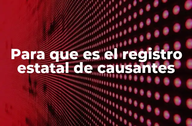 Para que es el Registro Estatal de Causantes
