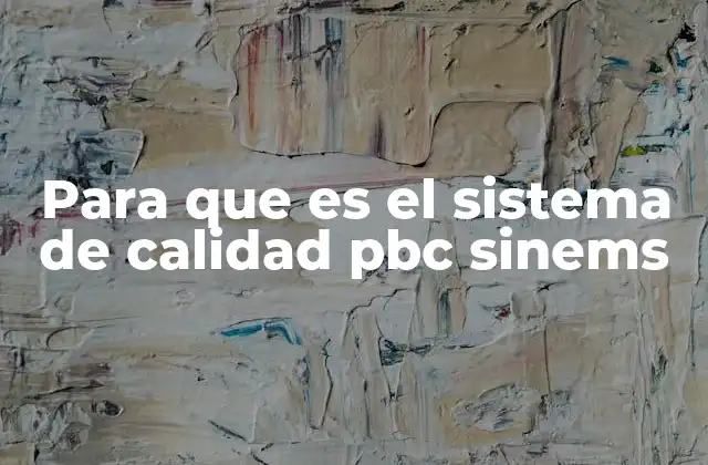 Para que es el Sistema de Calidad Pbc Sinems